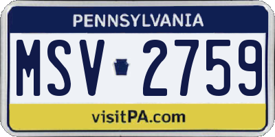 PA license plate MSV2759