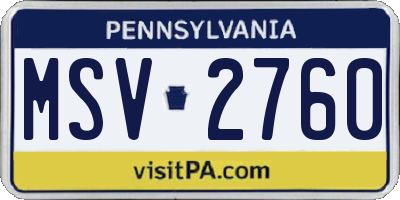 PA license plate MSV2760
