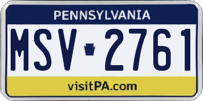 PA license plate MSV2761
