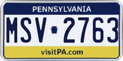 PA license plate MSV2763