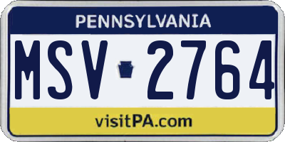 PA license plate MSV2764