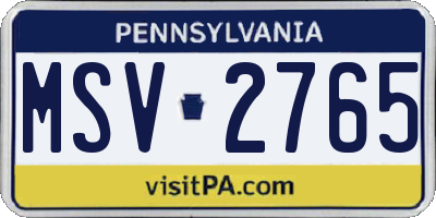 PA license plate MSV2765