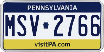 PA license plate MSV2766