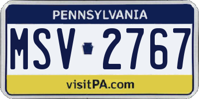 PA license plate MSV2767