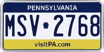 PA license plate MSV2768