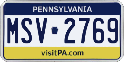 PA license plate MSV2769