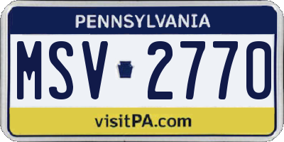 PA license plate MSV2770