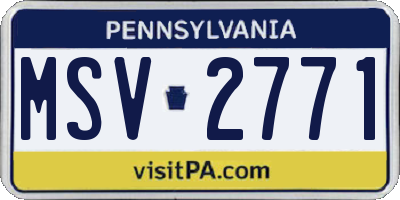 PA license plate MSV2771