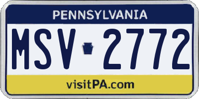 PA license plate MSV2772