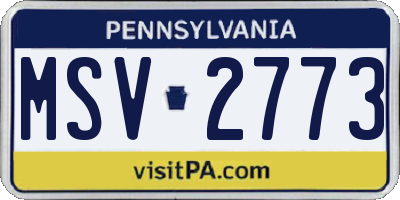 PA license plate MSV2773