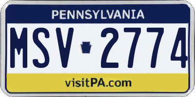 PA license plate MSV2774