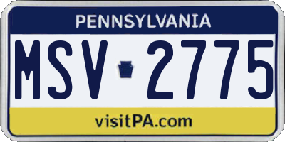 PA license plate MSV2775