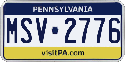 PA license plate MSV2776