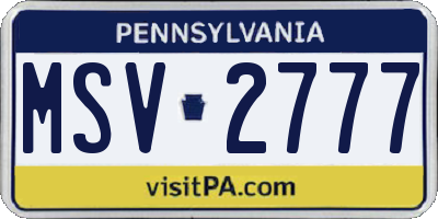 PA license plate MSV2777