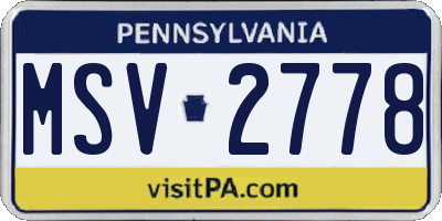 PA license plate MSV2778