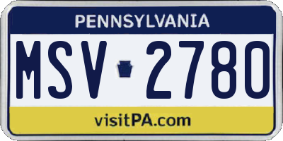 PA license plate MSV2780