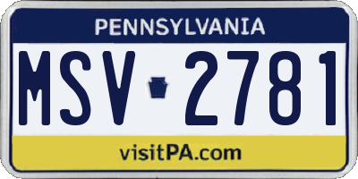 PA license plate MSV2781