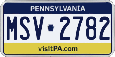PA license plate MSV2782