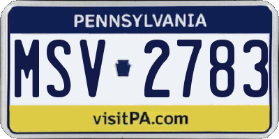 PA license plate MSV2783