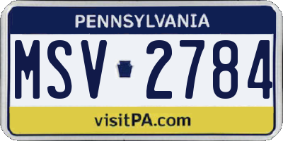 PA license plate MSV2784