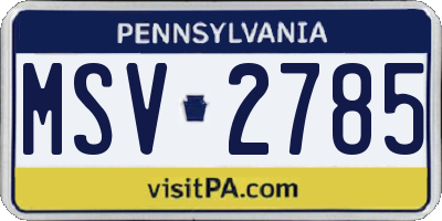 PA license plate MSV2785