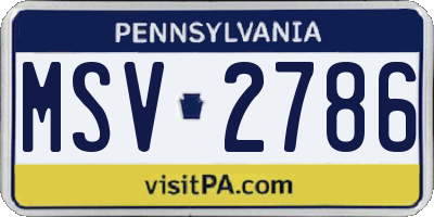 PA license plate MSV2786
