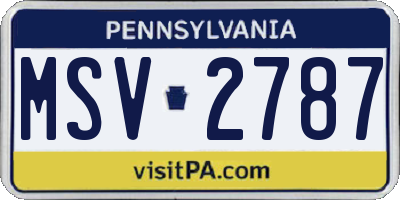 PA license plate MSV2787