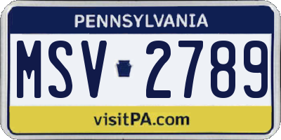 PA license plate MSV2789
