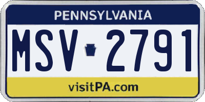 PA license plate MSV2791