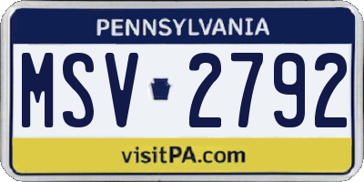 PA license plate MSV2792