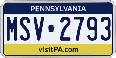 PA license plate MSV2793