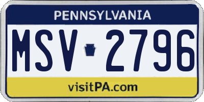 PA license plate MSV2796