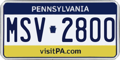 PA license plate MSV2800