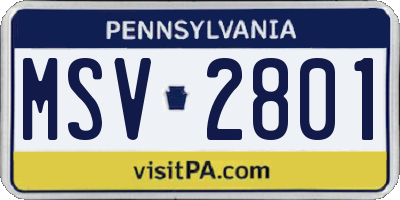 PA license plate MSV2801