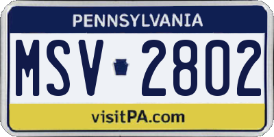 PA license plate MSV2802