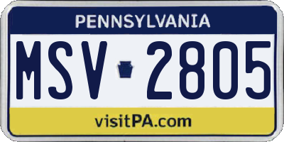 PA license plate MSV2805