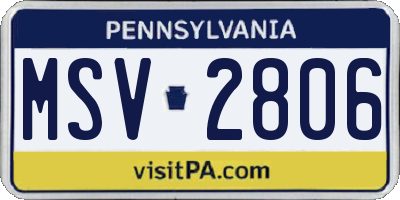 PA license plate MSV2806