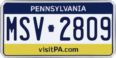 PA license plate MSV2809