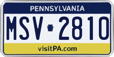 PA license plate MSV2810