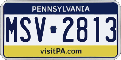 PA license plate MSV2813