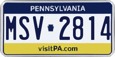 PA license plate MSV2814