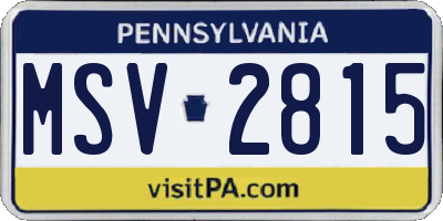 PA license plate MSV2815