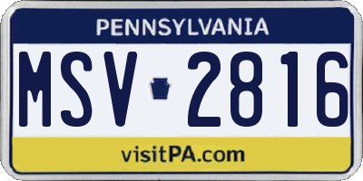 PA license plate MSV2816
