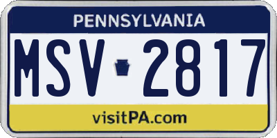 PA license plate MSV2817