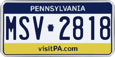 PA license plate MSV2818
