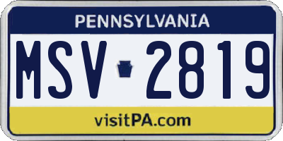 PA license plate MSV2819