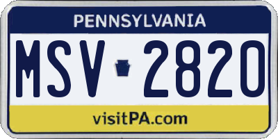 PA license plate MSV2820