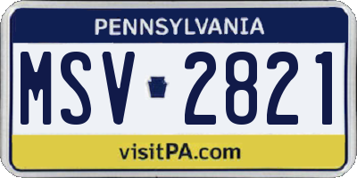 PA license plate MSV2821