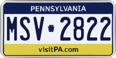 PA license plate MSV2822