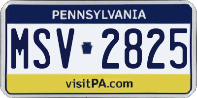 PA license plate MSV2825